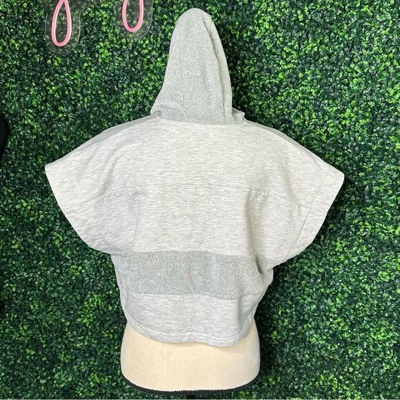 Dolman Cropped Grey French Terry Boxy Block Hoodie Top Sz M - Picture 3 of 8